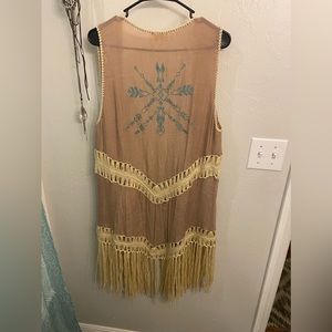 Umgee long duster vest with tassels and embroidery
